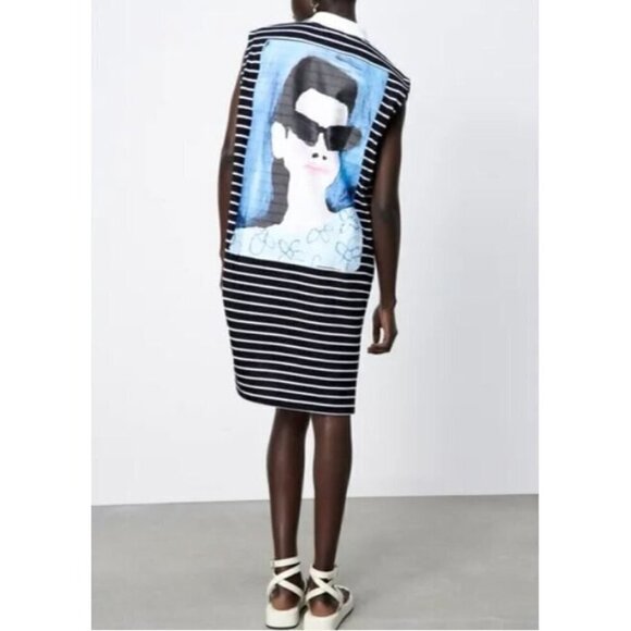 Zara Natacha Paschal Polo Dress Womens Small Striped Sleeveless Art to Wear - Picture 5 of 9